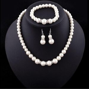 Elegant Pearl & CZ Jewelry Set NWT